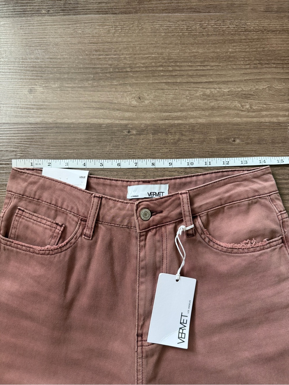 NWT Vervet Leslie 90s Vintage Flare Distressed Pink Wide Leg Jeans Size 26 - Picture 10 of 10